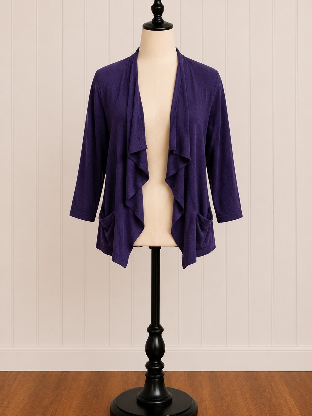 Elie Tahari Deep Purple Open Front Cardigan